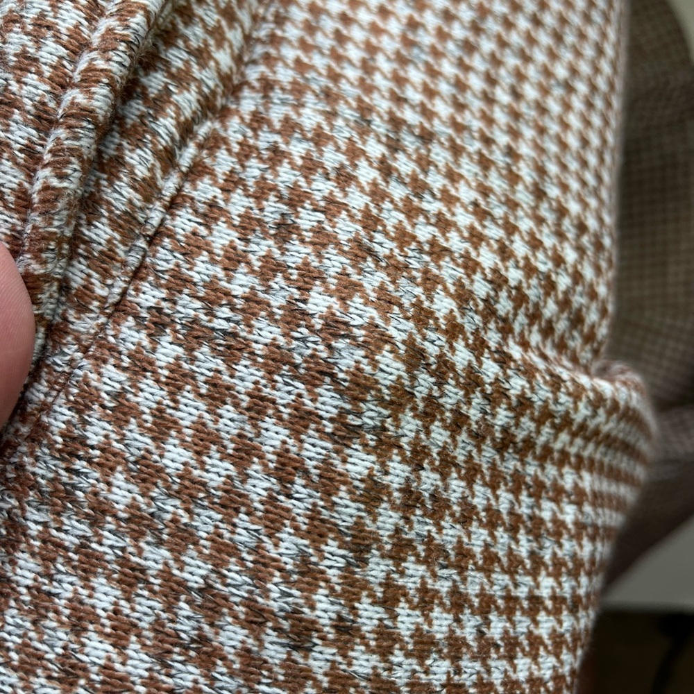 Lands End Tan White Hounds Tooth Knit Blazer Size XL/18 - Picture 7 of 9